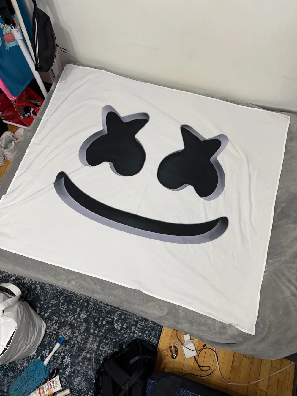 White Marshmello Face Tapestry